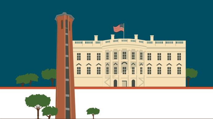 白宫和默奇森塔的动画图像