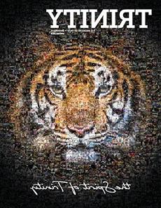 the 2018年春季 赌博娱乐平台网址大全 杂志 cover shows a collage of thousands of images that create a Tiger head
